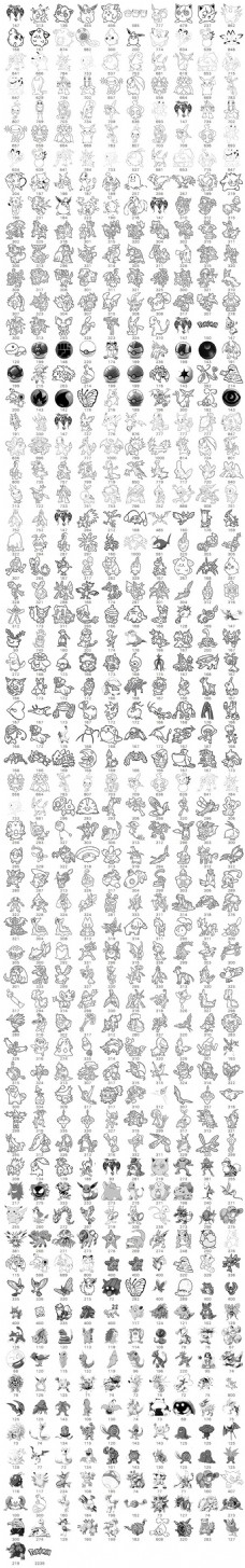 宠物精灵宠物小精灵PokemenGO线框图形PS笔刷素材