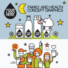 家庭和牛奶信息图表图片