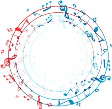 音符音乐符号红蓝色圆形