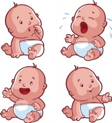 卡通矢量素材婴儿喜怒哀乐表情