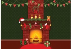 篝火免费矢量圣诞壁炉背景