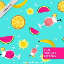 度假果汁和夏季水果的图案