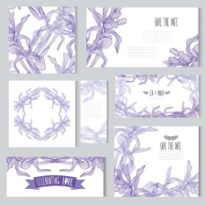 名片模板紫色植物花朵婚礼卡片模板