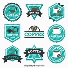 咖啡杯咖啡蓝色徽章