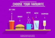 食品饮料不同的自由向量饮料和食品