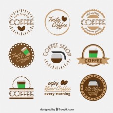 咖啡杯九个漂亮的咖啡徽章