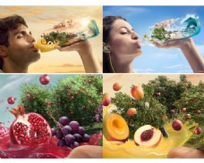 绿色水果天然绿色环保水果饮料创意海报