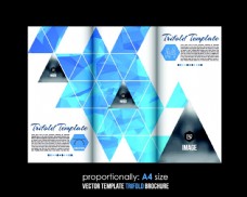 蓝色梦幻三角形三折页图片