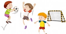 儿童运动足球运动可爱的卡通儿童插画
