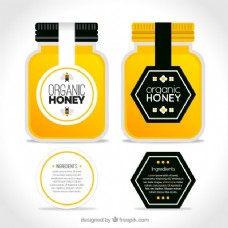 带标签的有机蜂蜜罐包装盒