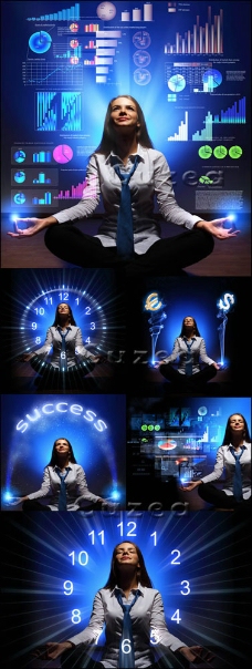 练瑜珈的商务美女图片