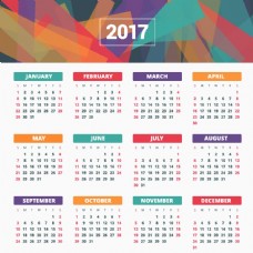 彩色几何图形2017年日历表图片