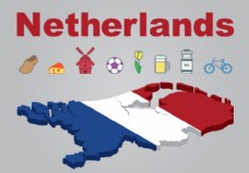 荷兰地图和图标集矢量