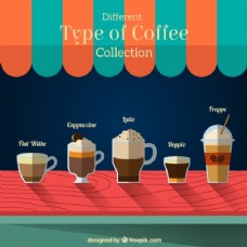 咖啡杯咖啡馆里的五种咖啡