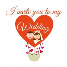 情人节快乐扁平化婚礼卡片设计模板图片