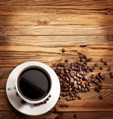 咖啡杯木纹咖啡咖啡豆图片