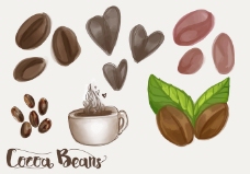 咖啡可可豆和摩卡向量集