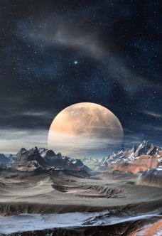 月球表面月球山脉景色