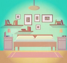 蓝绿色调整洁卧室设计