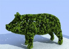 景观设计植物造型猪