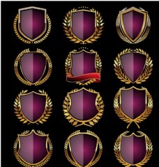 紫色空白桂冠徽章设计矢量素材